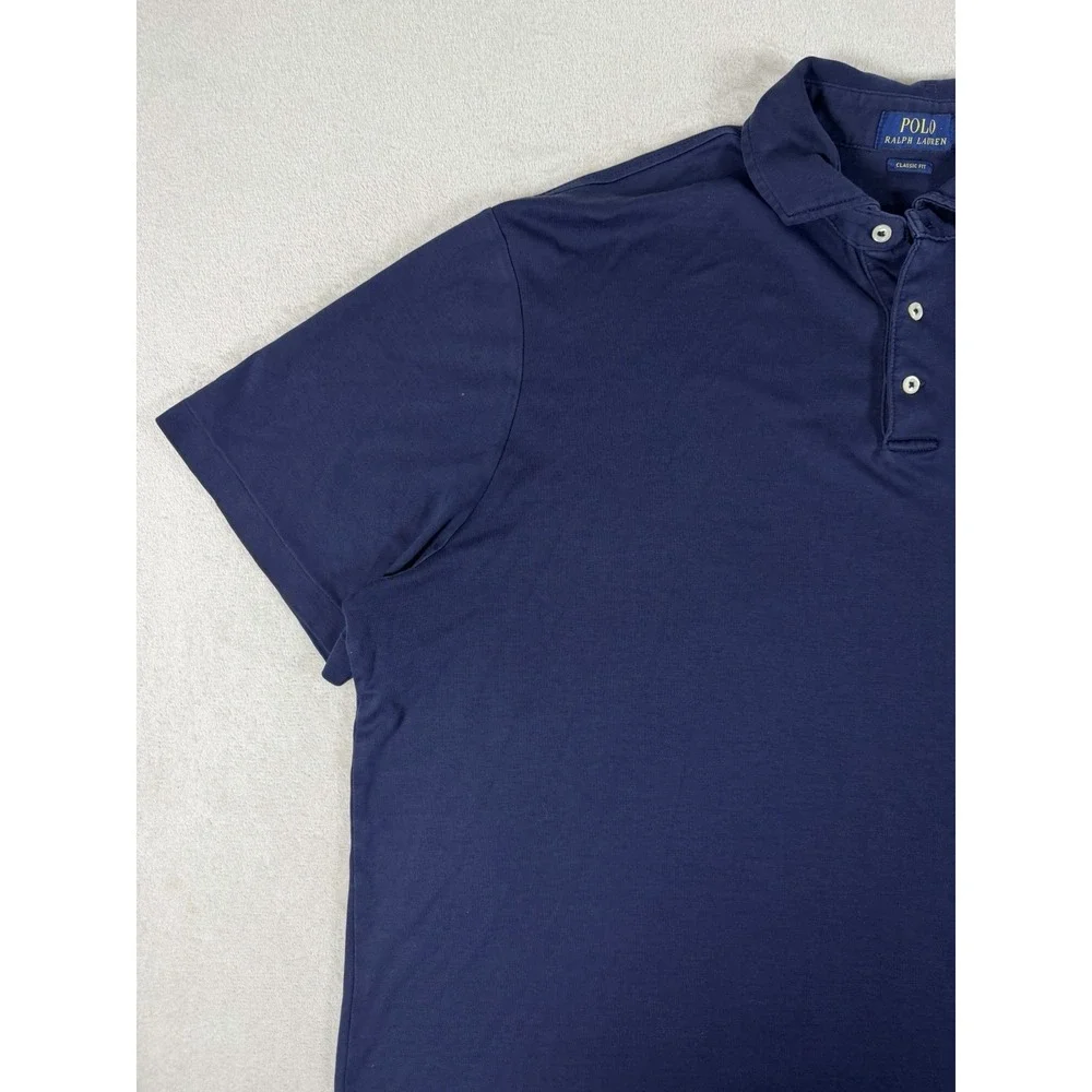Polo Ralph Lauren Polo Shirt Mens XL Navy Blue Classic Fit Cotton Small Pony